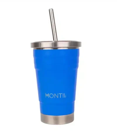 כוס שייק מונטי אוכמניות עם קש מנירוסטה