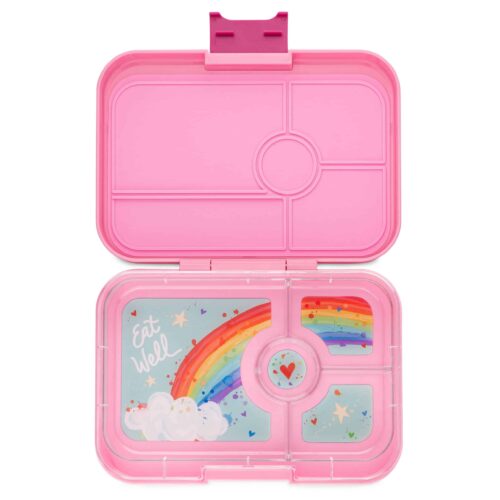 2456 קופסת אוכל מחולקת יאמבוקס טאפאס Capri Pink מגש 4 Rainbow