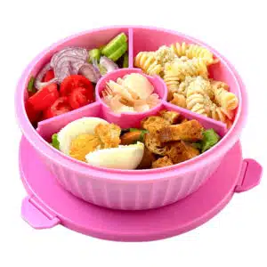 קופסת אוכל לסלט Poke Bowl – Guava Pink, 3 תאים
