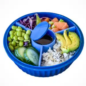 קופסת אוכל לסלט Poke Bowl – Hawaii Blue, 3 תאים