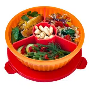 קופסת אוכל לסלט Poke Bowl – Tangerine Orange, 3 תאים