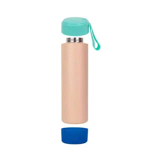 בקבוק תרמי בצבעים עם במפר כחול
