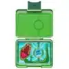 a blue lunch box with a bird and fruits. קופסת אוכל קטטנה כחולה