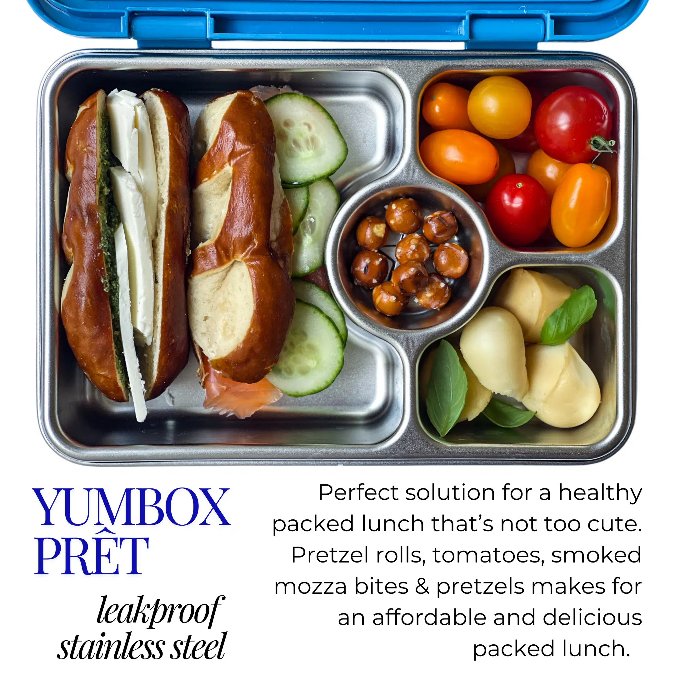 Yumbox Pret קופסת אוכל לילדים מנירוסטה כחול