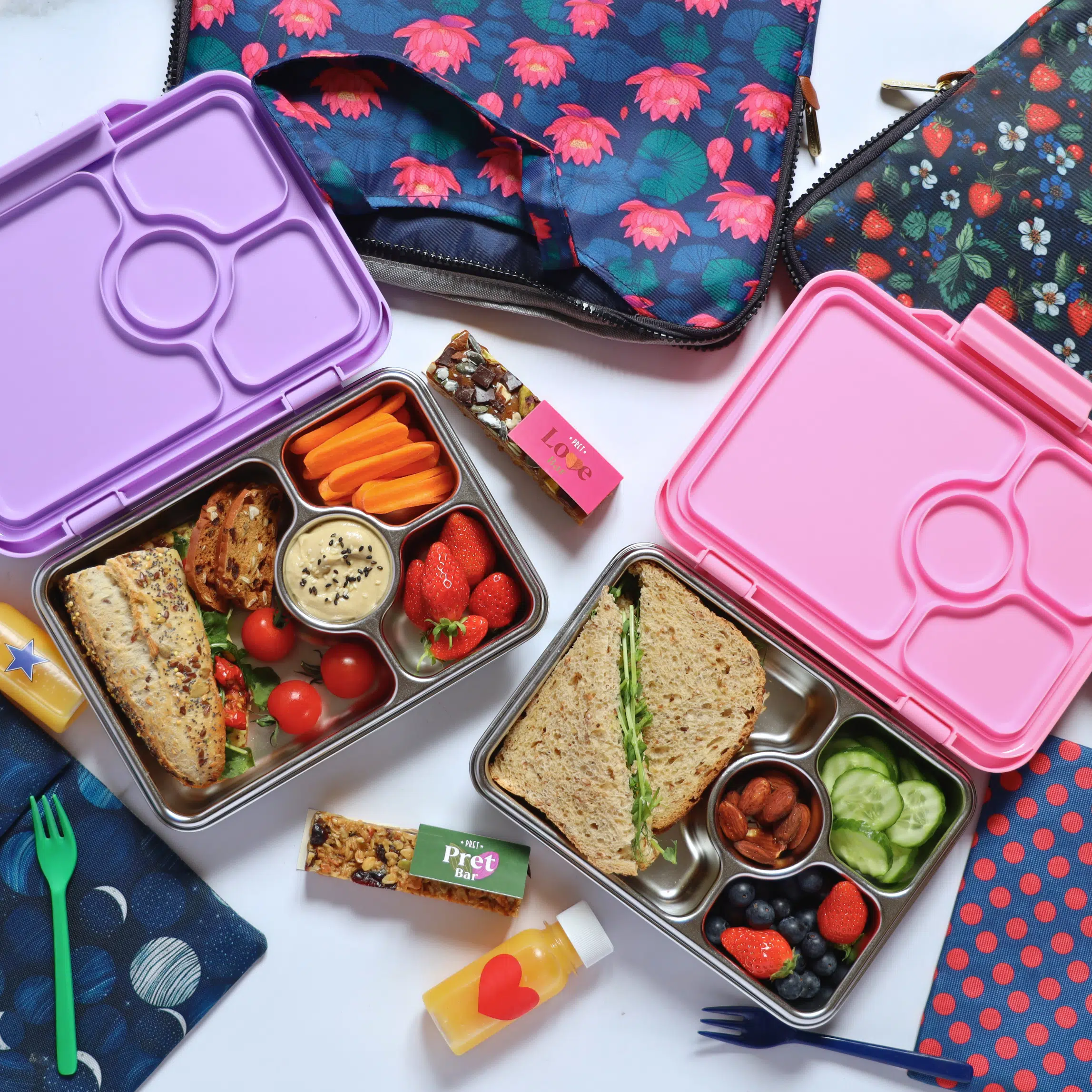 Yumbox Pret קופסת מחולקת מנירוסטה ורוד וסגול