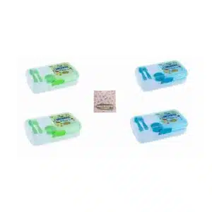 ארבע קופסאות אוכל מחולקות לאנצ' בוקס פלוס (כחול + ירוק) + כרטיסיות הקסם שלי בנים