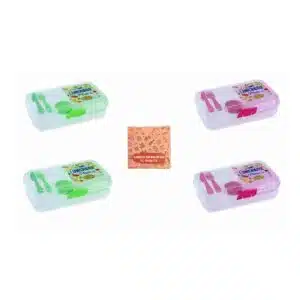 ארבע קופסאות אוכל מחולקות לאנצ' בוקס פלוס (ורוד + ירוק) + כרטיסיות הקסם שלי בנות