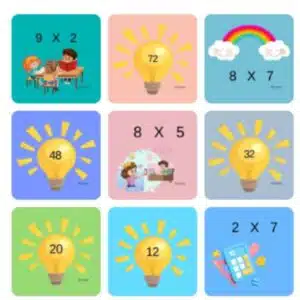 לוח הכפל תמונת פריט כרטיסות לדוגמא