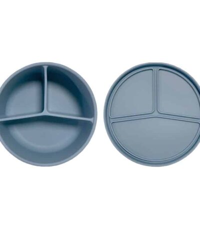 Munchbox Flexi3 Round – קופסת אוכל בנטו עגולה 3 תאים מסיליקון פרימיום blue 7659