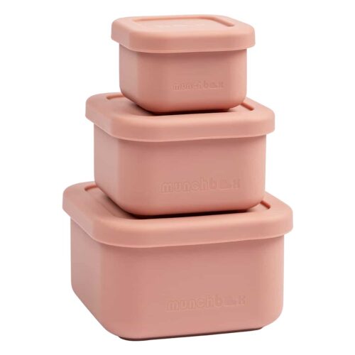 סט 3 קופסיות סיליקון עגולות אטומות לנזילות (Nesting) pink 7662