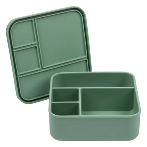 7661 Munchbox Flexi4 Square – קופסת אוכל בנטו 4 תאים מסיליקון פרימיום Sage